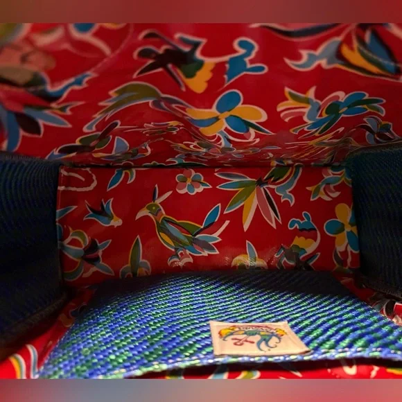 Consuela Quilted Red Patent Floral Embroidered Tote - Picture 5 of 16